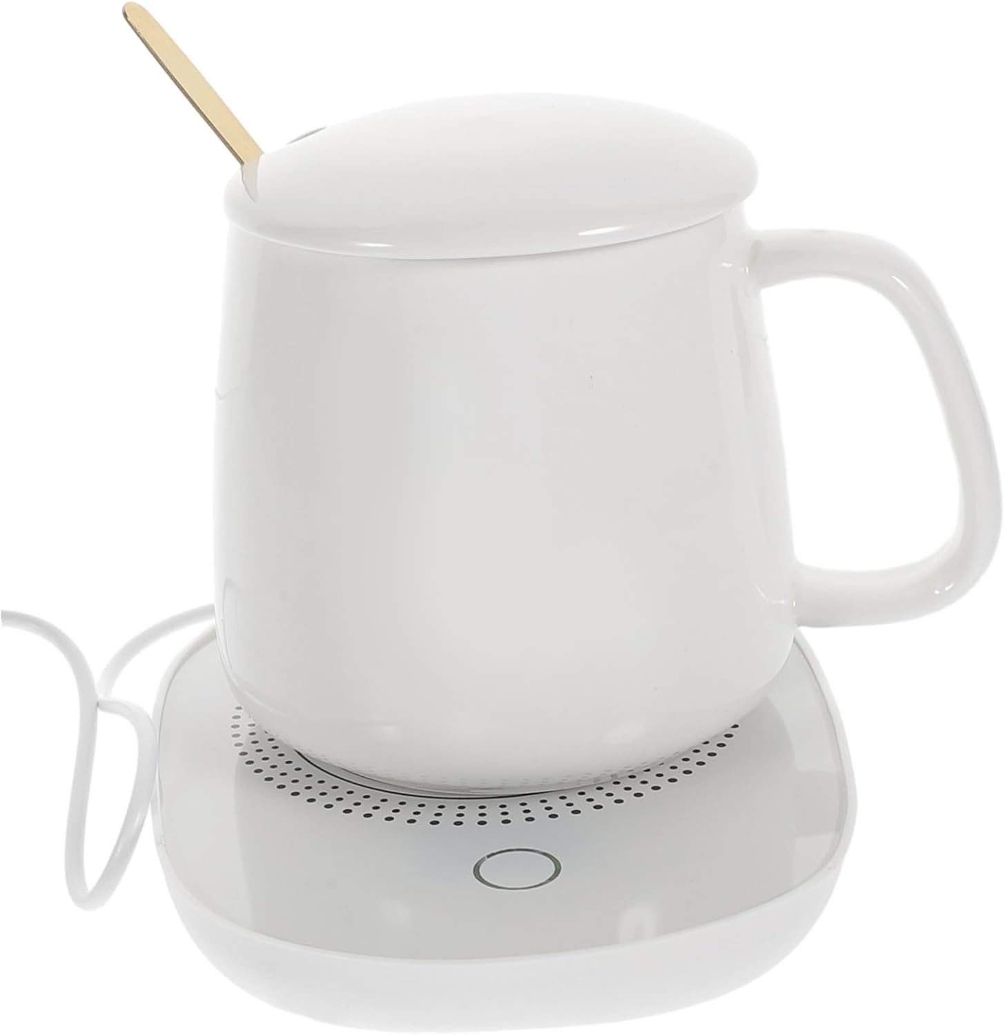 MAGICLULU Electric Ceramic Cup Warmer Mat with 55°c Thermostat USB Heating Pad for Milk Warming, Coffee Mug Heater for Desk Use, Beige Temperature Control Beverage Warmer
