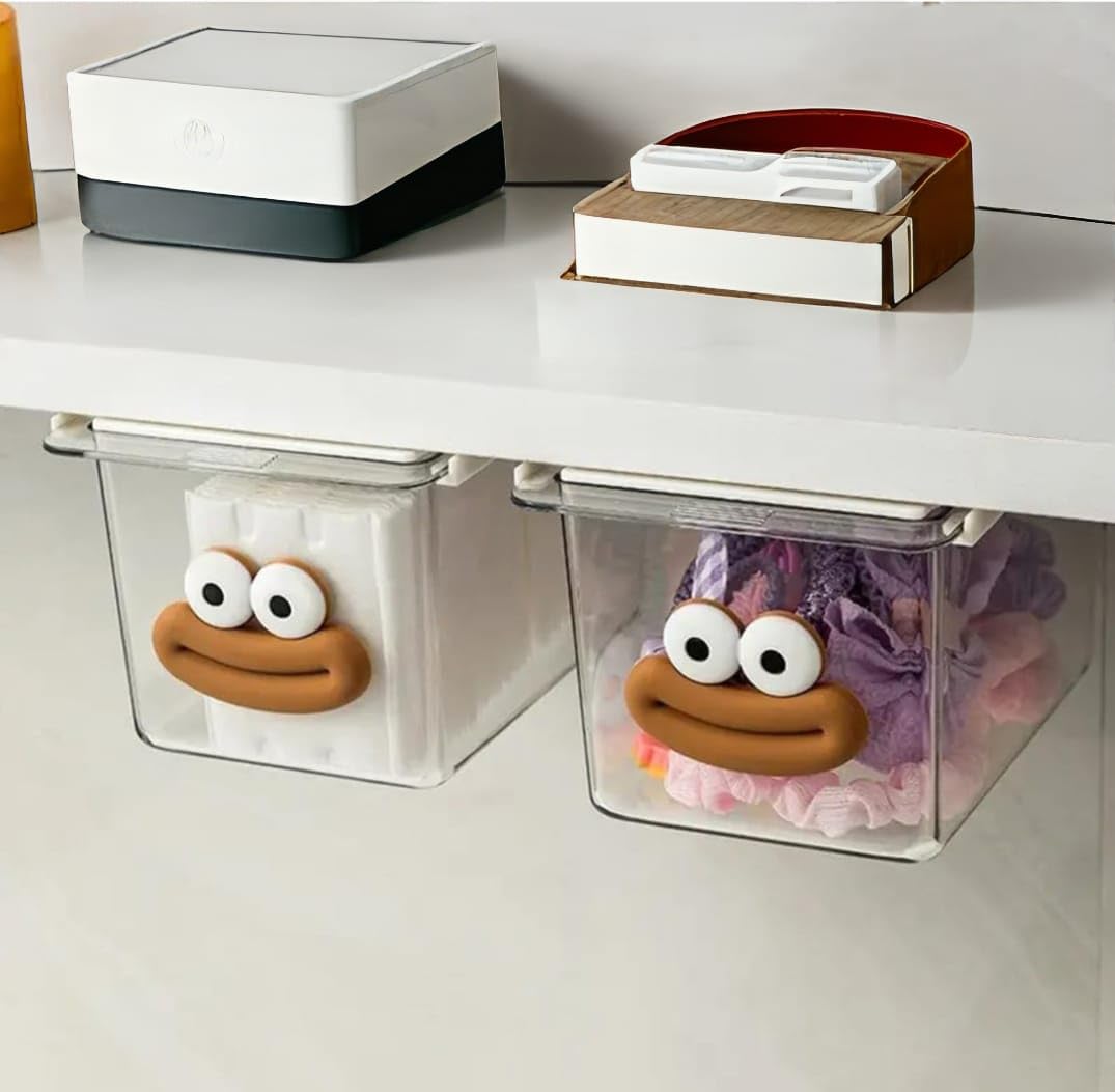 ACROWN Mini Drawer Storage Box - Transparent Cartoon Bathroom Cabinet with Drawer Shelf KITHCHAN