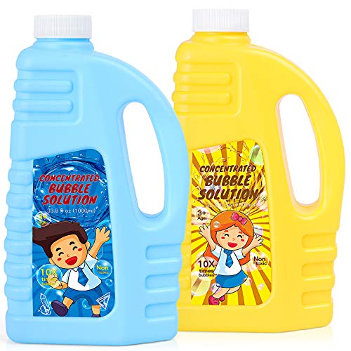 JUOIFIP 2Pcs Bubble Solution Refill Up to (5 Gallon) Big Bubble Solution 67.6 Ounce Concentrated Solution for Bubble Machine Bubble Gun Giant Bubble Wand, Party Favor, Bubble Summer Toy