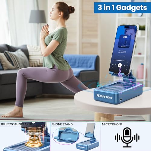 undefined JTEMAN Phone Stand with Wireless Bluetooth Speaker, HD Surround Sound Bluetooth Speaker for Desk Perfect for Home Kitchen Gadgets Gifts,Compatible with iPhone/ipad/Samsung Galaxy(Blue) の商品画像 2