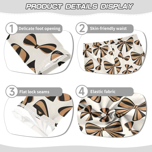 Black Brown Stripe Bow Girls Leggings Soft Stretch Workout Yoga Dance Pants for Kids Casual Tights3