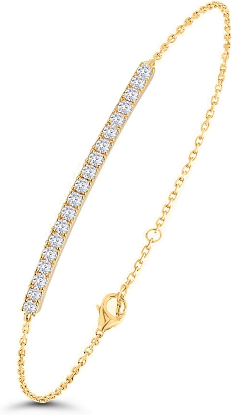 MINUTIAEBracelet Oval Shape Solitaire Cut Diamond Crystals Cubic Zirconia Adjustable for Women & Girls Jewelry for Gift