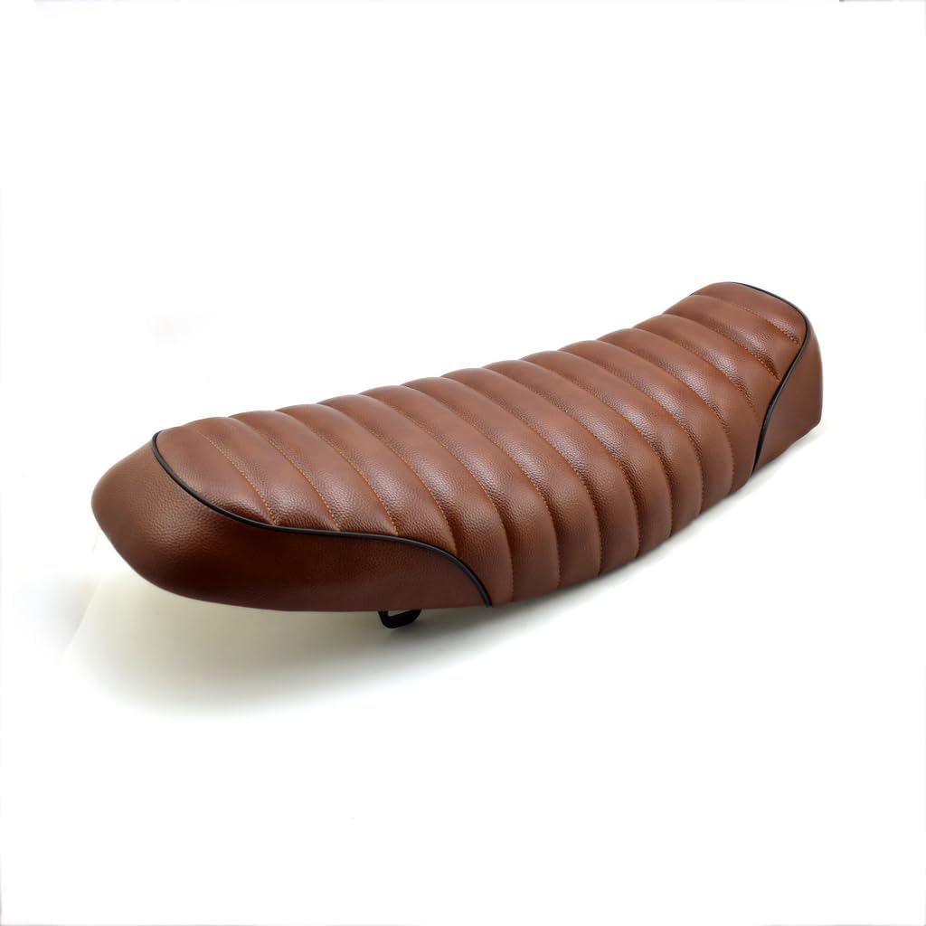 Retro Seat Cover Compatible with S GN125 GN250 Waterproof Leather Cafe Racer Seat Flat(Auburn)