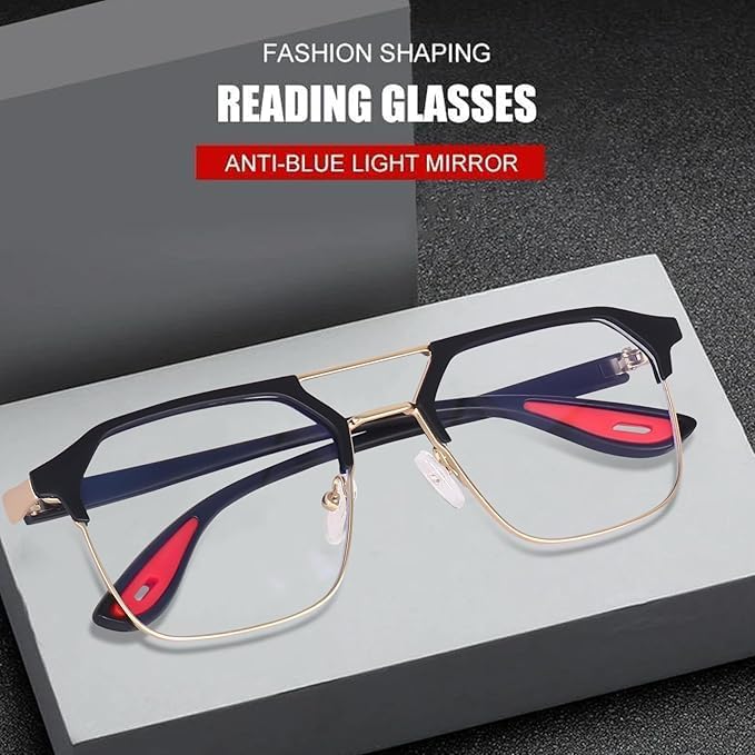 Image of Eyeglasses Square Spectacles Clear Anti Blue Ray Blocking BlueCut Anti Glare Reduce zero Power Mobile computer Laptop Gaming protection For Men & Women (Free Size)