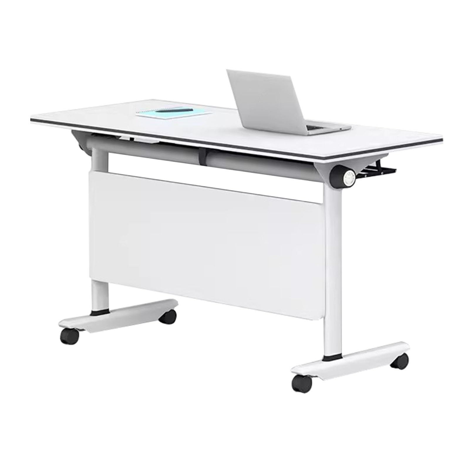 Klappbarer Konferenztisch für Konferenz- und Trainingsräume, großer Seminartisch mit dicker Tischplatte und stabilem Stahlrahmen, mobiler Klapptisch, Bürotisch (Weiß, 160 x 61 x 76,2 cm)