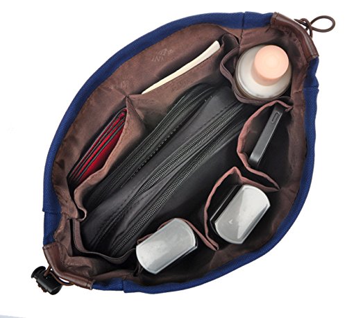 Vercord Canvas Handbag Organizers, Sturdy Purse Insert Organizer Bag In Bag, 10 Pockets Navy Blue Small #TOP4