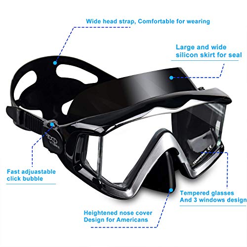 EXP VISION Set de Snorkel con Máscara de Snorkel Dry Top Anti-Fugas para Mujeres y Hombres, Máscara de Buceo con Vista Panorámica de 180° y Lentes de Vidrio Templado Antivaho miniatura 5