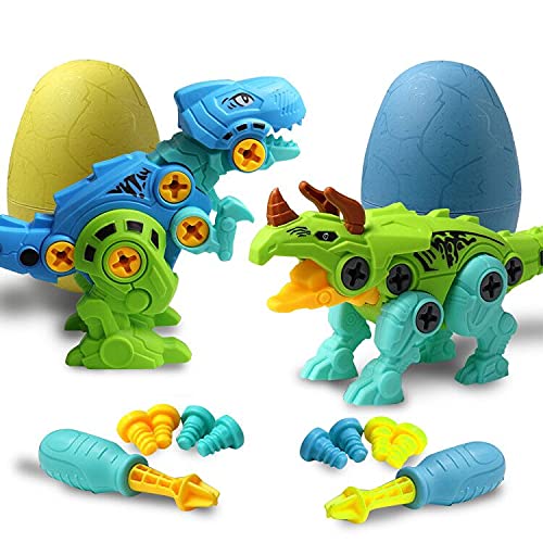 Dinosaur Toys – Stem Building Blocks Engineering Kids Toys Kit for 3,4,5,6 Years Boys and Girls – 2 Pack Multicolor Construction Dinosaur Eggs Toddler Educational and Learning Birthday Gifts