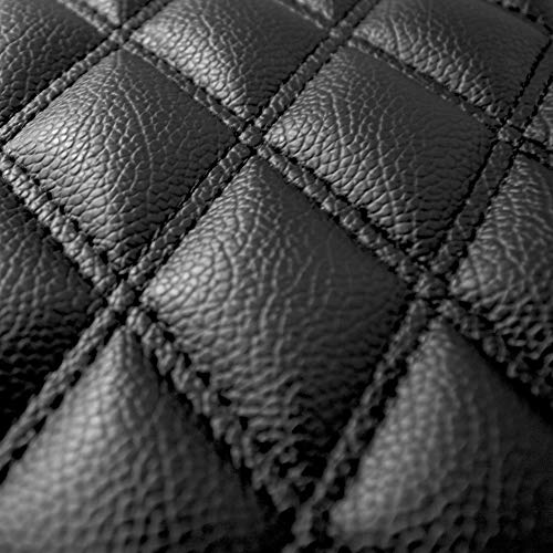 FH Group F12002BLACK Luxury Universal All-Season Heavy-Duty Faux Leather Car Floor Mats Diamond Design w. High Tech 3-D Anti-Skid/Slip Backing