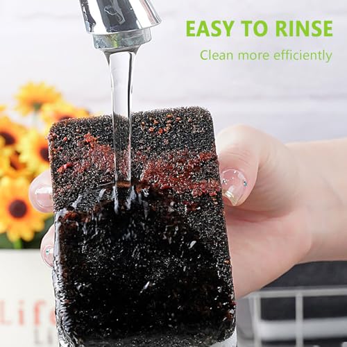 Image of Kitchen Cleaning Sponges, 6 Pack Heavy Duty Scrub Sponges Cleans Fast Non-Scratch Sponge for Washing Dishes and Cleaning Kitchen (Black)