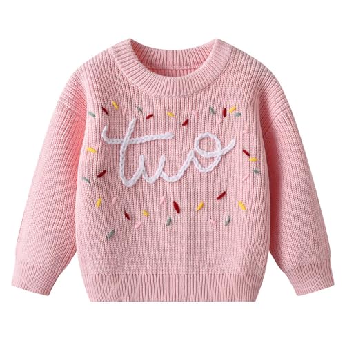 Pull fille brodé main chaud, cardigan tricot bébé et vêtement hiver enfant