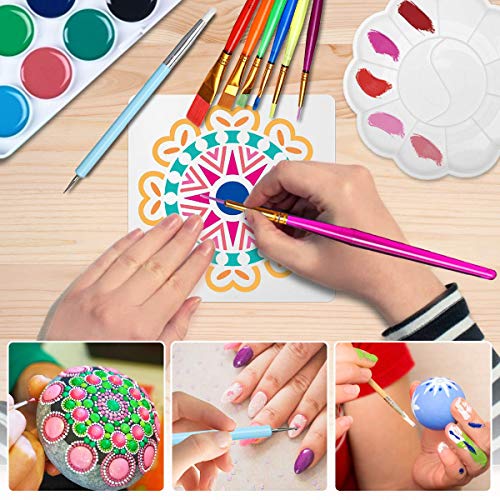 45PCS Mandala Dotting Tools Set for Painting Rocks, HOCOSY Rocks Painting Tools Kit for Adults & Kids Includes Storage Bag, Dotting Tools, Brushes, Paint Tray for Rocks Dotting, Nail Art - Thumbnail 4