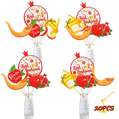 Yaaaaasss! 20 PCS Rosh Hashanah Centerpieces Sticks Jewish New Year Theme Party Table Decorations Table Toppers Shana Tova Party Supplies for Jewish New Year Celebration
