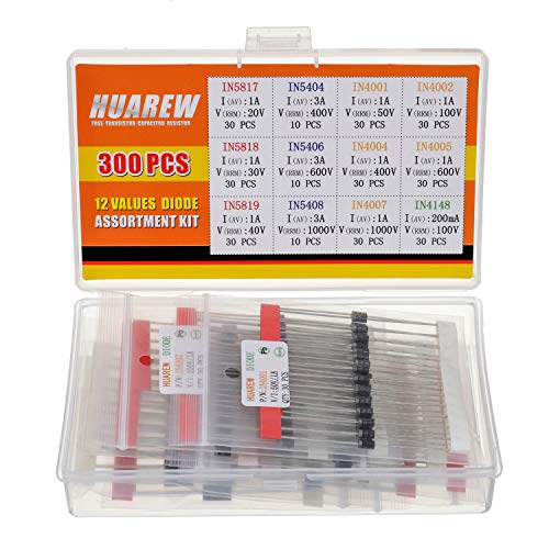 Ya en mundofriki.es: HUAREW 12 valores 300 piezas diodo rectificador 1N4001 1N4002 1N4004 1N4005 1N4007 1N5404 1N5406 1N5408 Diodo Schottky 1N5817 1N5818 1N5819 de diodos de conmutación 1N4148 Kit de clasificación