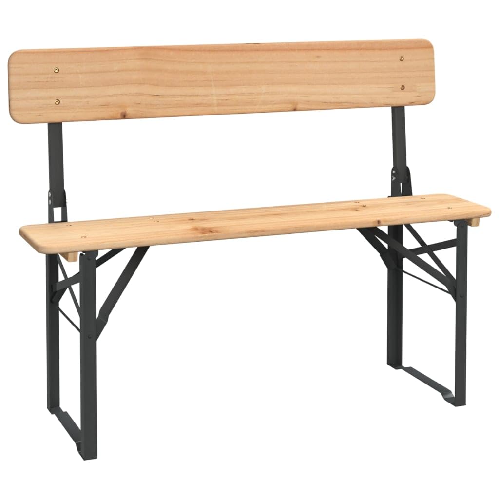 3-częściowy zestaw stołów piwnych, składany, lite drewno, jodła, 115,5 x 46 x 75 cm, wytrzymałe metalowe stelaże, meble ogrodowe na kemping, piknik, imprezy grillowe