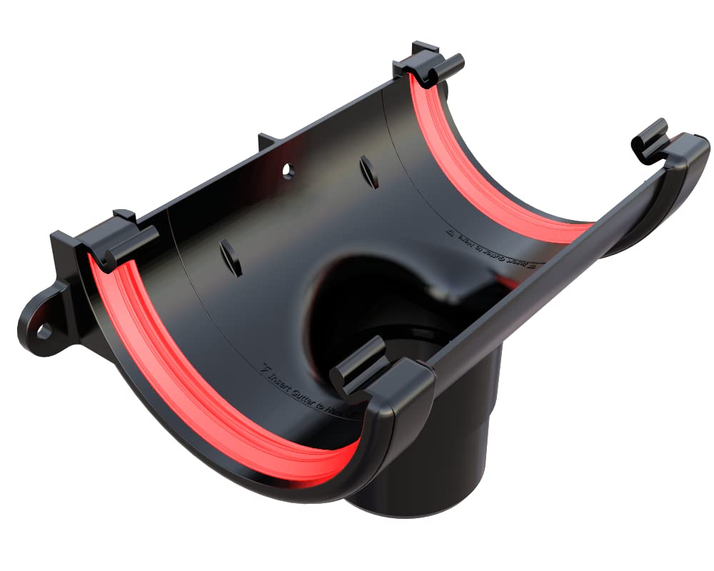 Freeflow Black Frr605bl 112Mm Half Round Gutter Running Outlet