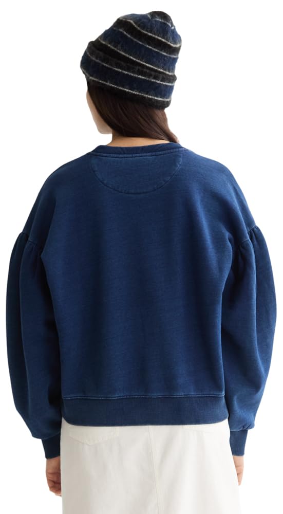 Scotch & Soda Washed Indigo Crew Neck Sweatshirt with Balloon Sleeves Sudadera Mujer (Pack de 1)