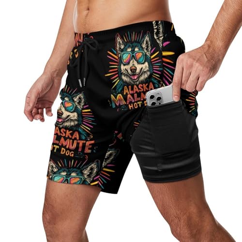 Alaska Malmute Hot Dog Men's Board Shorts Swimsuit Beach Pants Swimwear Bathing Suits2