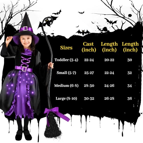 Disfraz de Bruja Morado con Luces para Niñas miniatura 4