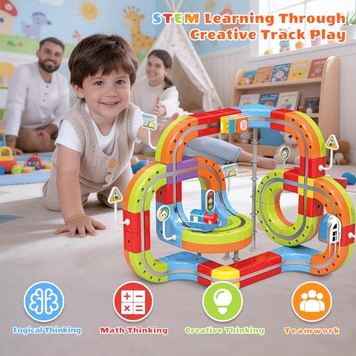 141 PCS klick Rail Electric Train Set withRacer 3D Train, Cube Track & Anti-Gravity Car, STEM Educational Toy forKids (Ages 3-8), Flexible Race Track forBoys & Girls - image 6