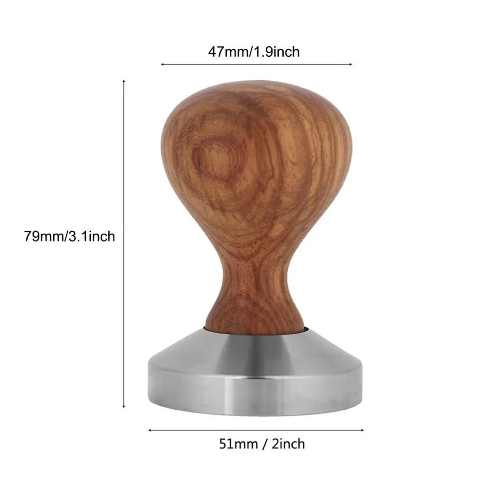 Manico Legno Tamper Caffè Acciaio Inossidabile 304 Base Leggero