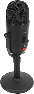 Cardioid Condenser Microphone, Cardioid Pointing One Click Mute Plug and Play Professional USB Condenser Microphone for Gaming for Recording