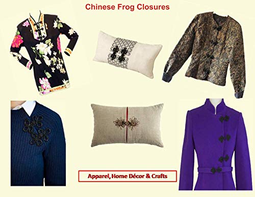 Chinese Frogs Button Closures Hook & Eye Fastener - Sewing Quilting Renaissance Dance Hawaiian Bridal Costumes Outfit Drapery Home Decor-Black-Five Loops Design - 2 Pairs/Pk. - #Fg4755 #TOP4