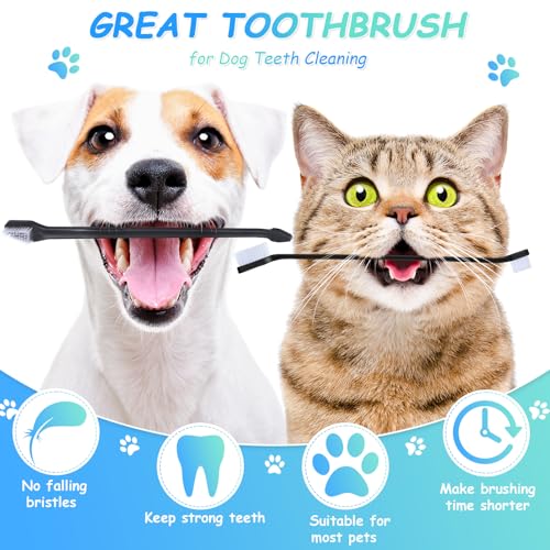 Image of Honeydak Dog Toothbrush Bulk Dual Headed Dental Brushes Dogs Tooth Brushing Kit Long Handle Pet Tooth Brush for Puppy Large Small Cats and Most Pets Teeth Cleaning Dental Supplies(70 Pcs,Black)