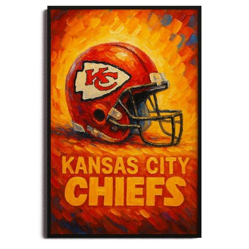SPASAV (Unframed 11x17) Chiefs Helmet Canvas Print Oil Painting Style Wall Art Poster for Kansas City Football Fans Game Room or Man Cave Decor
