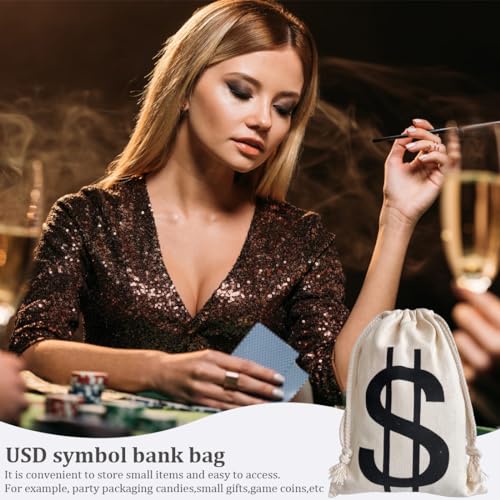 NHPY 2 Stück 17x25cm Geldsack Münzbeutel,Segeltuch M ünzbeutel,Geldbörsen Bankräuber,Geldsack Dieb,Geld Sack Dollarzeichen,Stoffsack,Wild West Bank Beutel,Cowboy Kostüm Zubehör