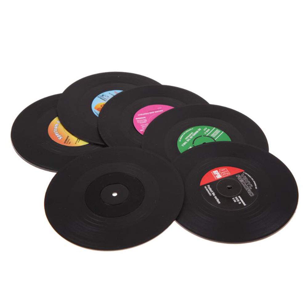 4x Retro CD-opname vinyl koffie drankschalen matten onderzetters chique