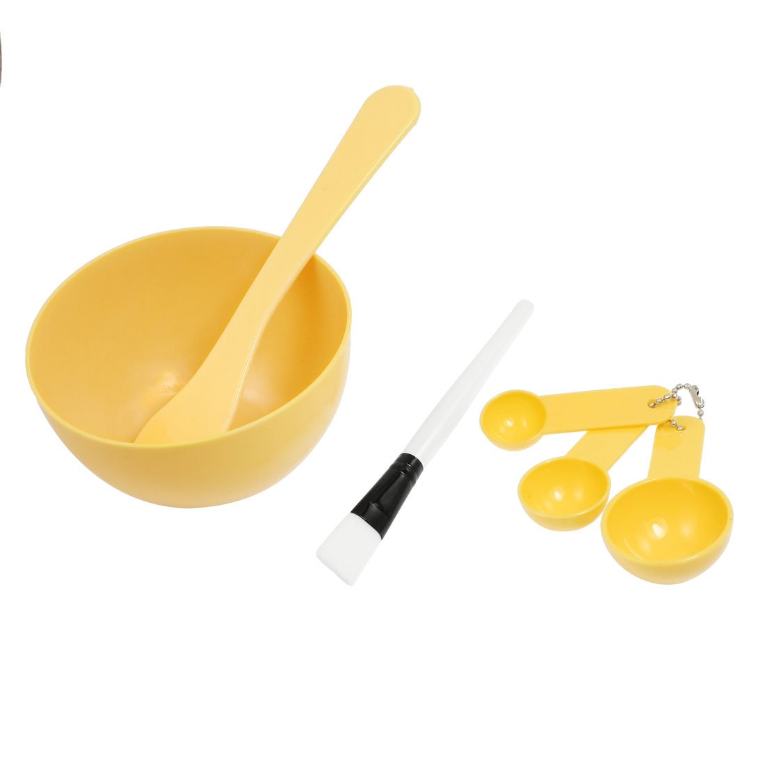 uxcell Set 4 in 1 DIY Facial Mask Mixing Bowl Stick Brush Spoon Tool Apricot