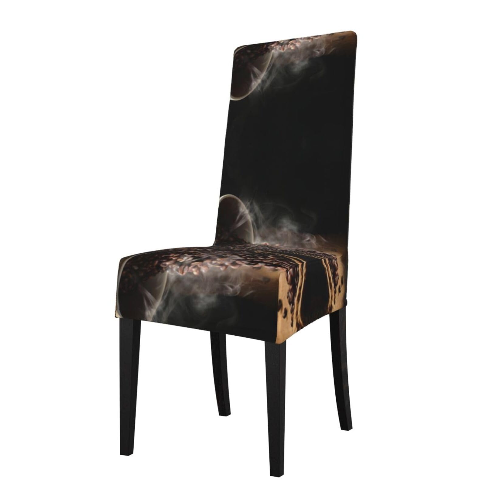 Hlsbssl Black Coffee Beans Printed Dining Chair Covers, Fully Enclosed, Removable And Washable, Suitable For Family Banquets And Celebrations