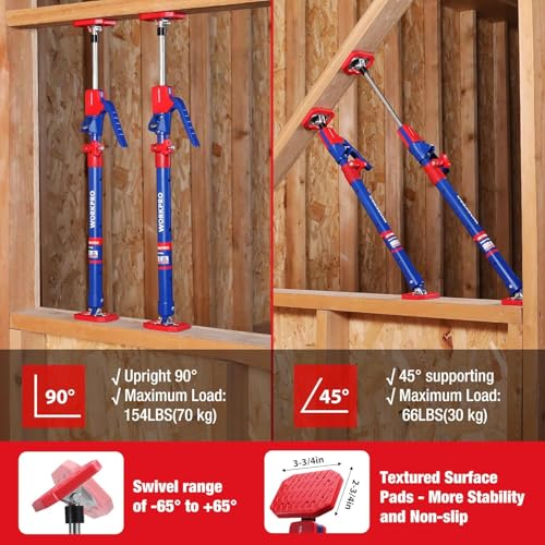 Image of WORKPRO Cabinet Jacks, 23-5 /8 inch to 45-1 /4 inch Adjustable Support Pole, 4-Pack