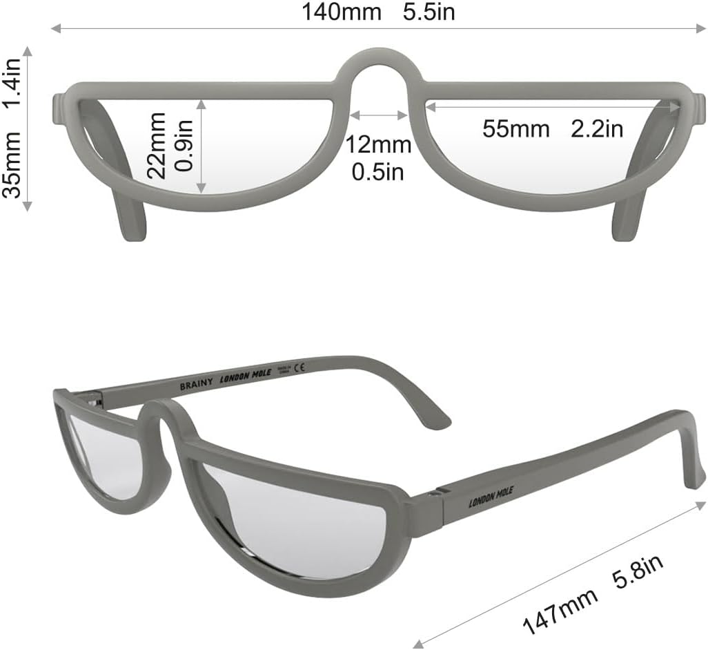 LONDON MOLE® Brainy reading glasses | Cool half moon shaped readers | Unisex | Spring hinges - Image 7