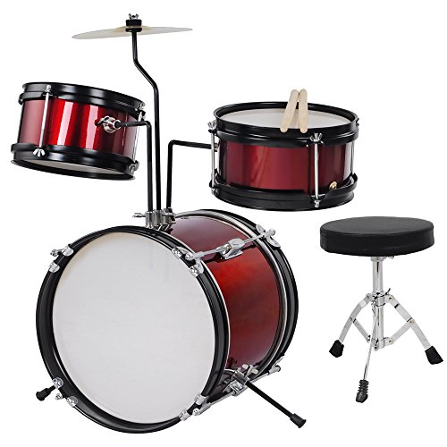 3pcs Junior Kids Child Drum Set Kit Sticks Throne Cymbal Bass Snare Boy