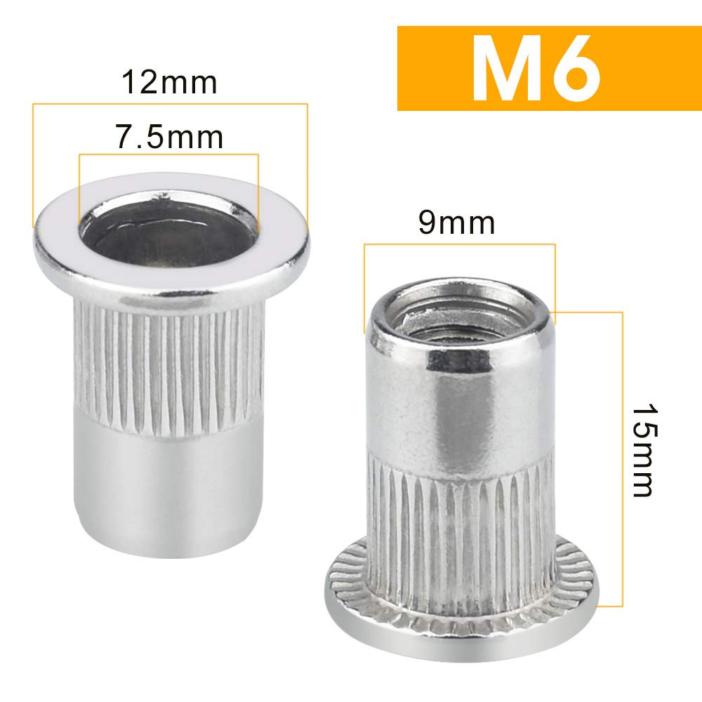 Dado Per Rivetto M8 In Acciaio Zincato | 50 Pezzi A Testa Piatta - Foto 2