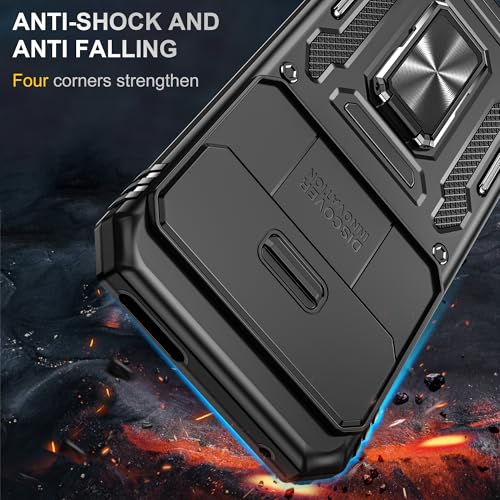 Image of Slide Camera Cover with Ring Holder Mobile Phone Case Cover for Google Pixel 10 Pro XL (Black)