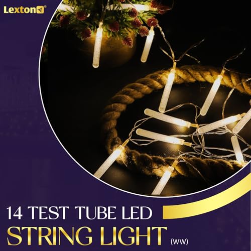 Image of Lexton Fairy 14 Test Tube LED String Light | 14 LED, Plug Sourced, 4 Meter Long | Suitable for Diwali, Birthday, Festival, Wedding, Party, Patio, Lawn, Restaurants (Pack of 1, Warm White)