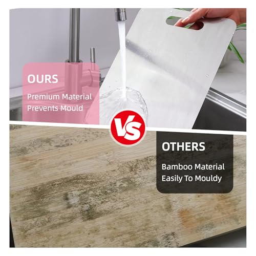 Titanium Chopping Boards for Kitchens 2 PCS - Titanium Cutting Board with Kitchen Sponge and Peeler, Upgrade Multifunctional Stainless Steel Cutting Board Double-Sided Food Grade Yamato - Image 5