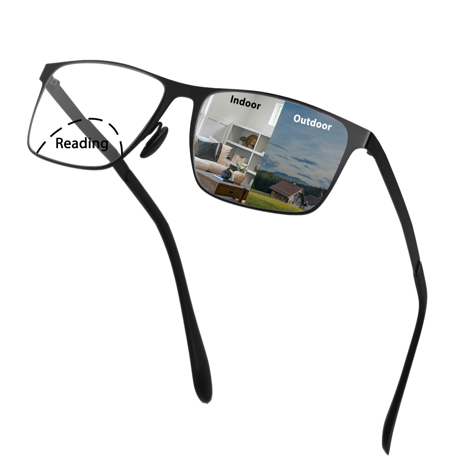 UXAOSVME Progressive Multifocus Reading Glasses Anti Blue Light Photochromic/Bifocal Reading Glasses for men UV Protection