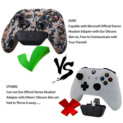 9CDeer 1 Piece of Studded Protective Customize Digital Camo Silicone Cover Skin Sleeve Case 8 Thumb Grips Analog Caps for Xbox One/S/X Controller Brown Compatible with Official Stereo Headset Adapte - Thumbnail 5