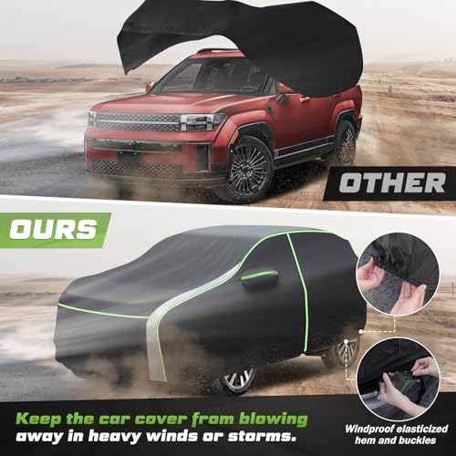 Image of Mixsuper Liner Car Cover for Hyundai Santa Fe 2006-2012 & 2013-2026 (Not for Santa Fe XL), 7 Layers Waterproof All Weather SUV Cover with Driver Side Zipper Door