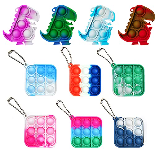 10 Pcs Mini Push PopBubble Fidget Toy, Mini Fidget Sensory Toy,Keychain Toy,Mini Keychain Silicone Bubble Wrap Pop Toy Anxiety Stress Reliever Office Desk Toy for Kids Adults (10PCS)