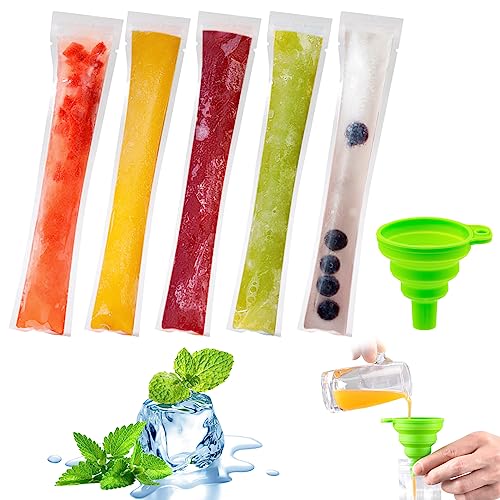 Bolsas para Helados, 50 Pack Moldes para Helados, Bolsa de Hielo, Snack casero Sano, congelador Pop, Bolsas de Molde para Paletas de Hielo,con...