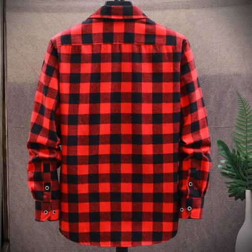 Heren Losse Grote Maat Knappe All-Match Shirt Mode Plaid Print Comfortabele All-Match Lange Mouwen Revers Top - Afbeelding 4