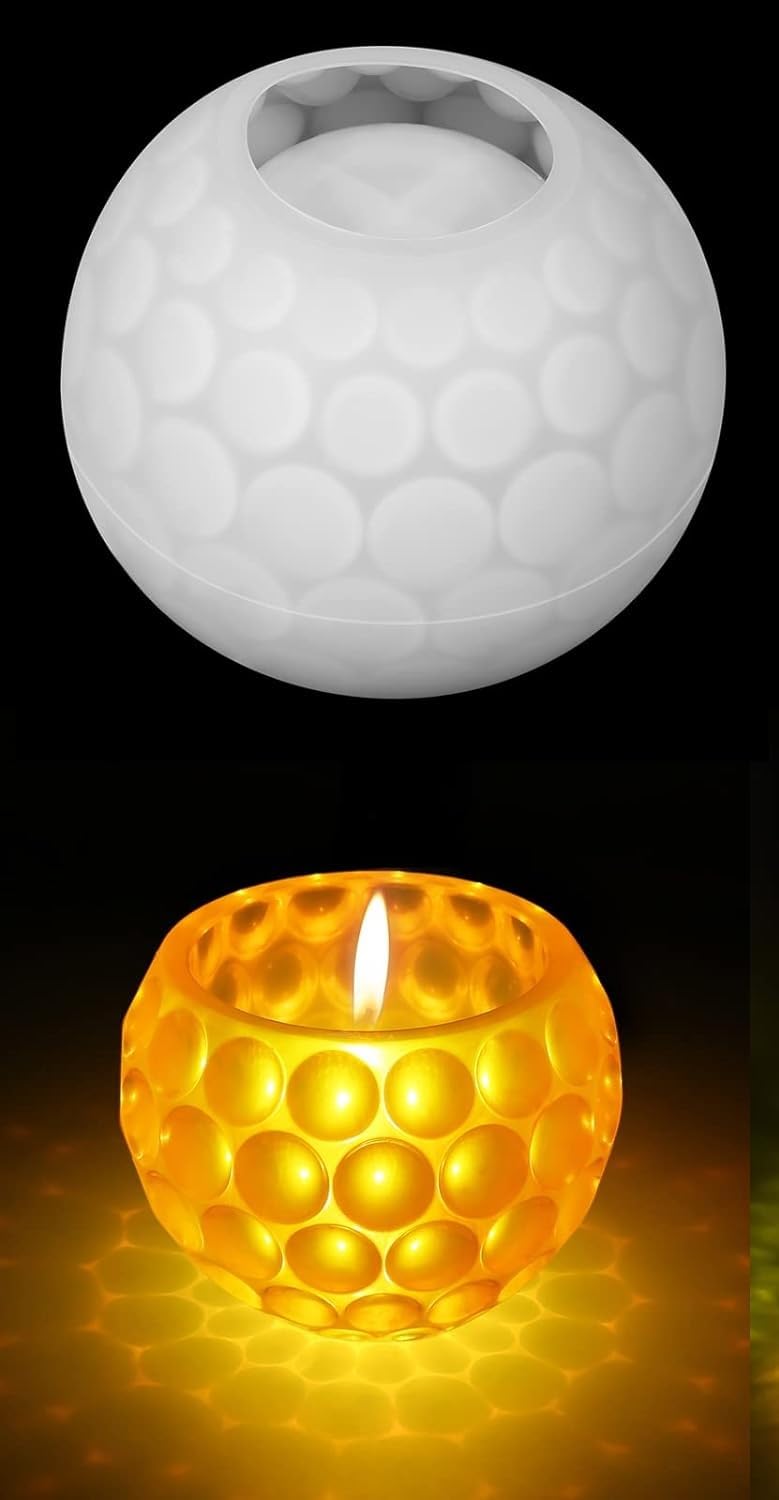 Votive Tealight Candle Holder Resin Molds Silicone,Round Sphere Ball Shaped Tea Light Candle Holder Silicone Molds for Resin (Polka DOT Tea Light Holder Mold)-image-15