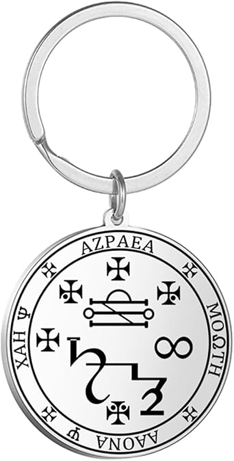VASSAGO Stainless Steel Keychain for Men Women Seal of The 7 Archangels Pendant Keychain Saint Michael Metatron Cube Keyring Solomon Kabbalah Amulet Jewelry