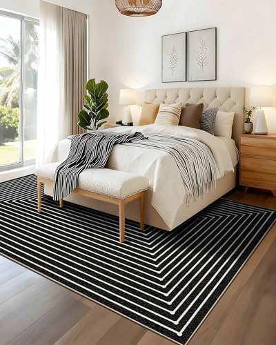 Latte&Fog 8x10 Area Rugs for Living Room, Large Modern Abstract Washable Rug, Boho Non Slip Low Pile Carpet for Indoor Bedroom Dining Room, Office, Dorm, Classroom, Farmhouse and Kids Room - Image 3