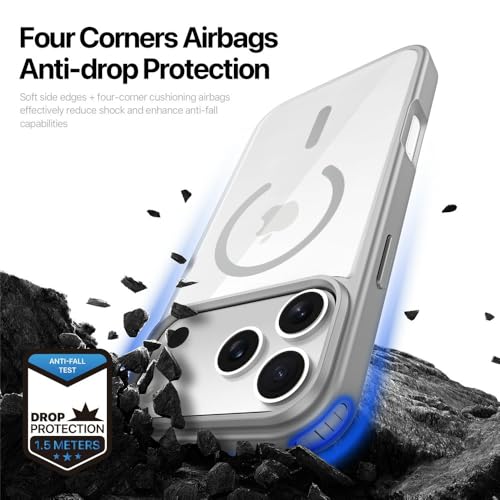 Image of DIZORO Compatible iPhone 17 Pro Max Case (Compatible with MagSafe) Non Yellow Drop Protection & Hard PC Back Cover Slim Transparent Anti-Scratch Shockproof Phone Case (Natural Titanium)